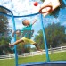Little Tikes 10-Foot Sports Trampoline, with Safety Enclosure, Basketball Hoops, Ball, and Padded Frame, Blue/Green   556553967